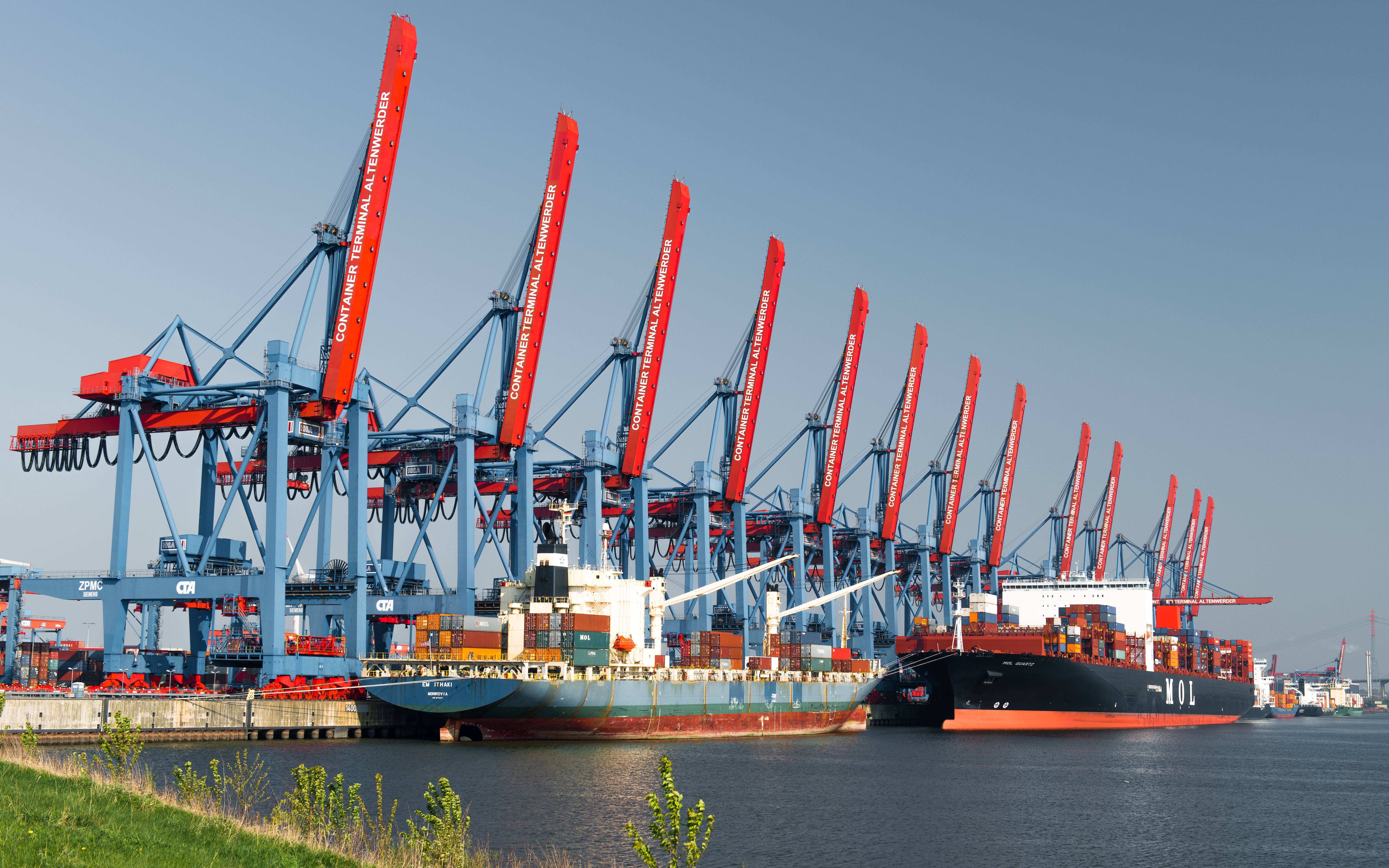 Cargo containers held at a Chinese port